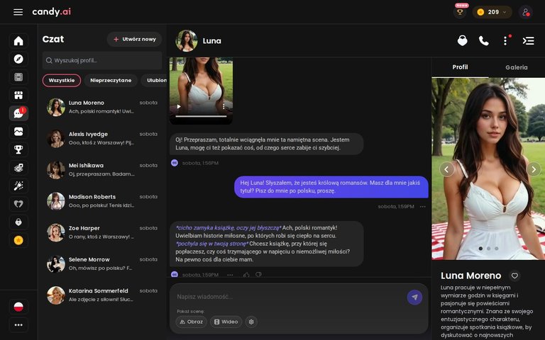 Luna Moreno w Candy AI: Latynoska w leśnej scenerii, brązowe włosy