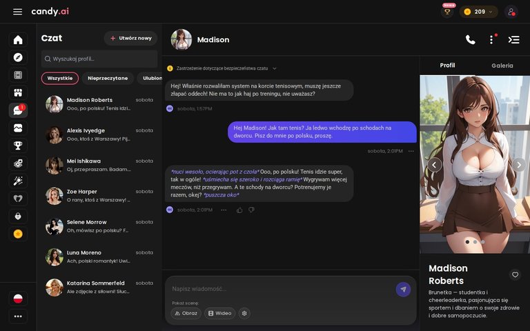 Madison Roberts w Candy AI: postać anime w szkolnym mundurku