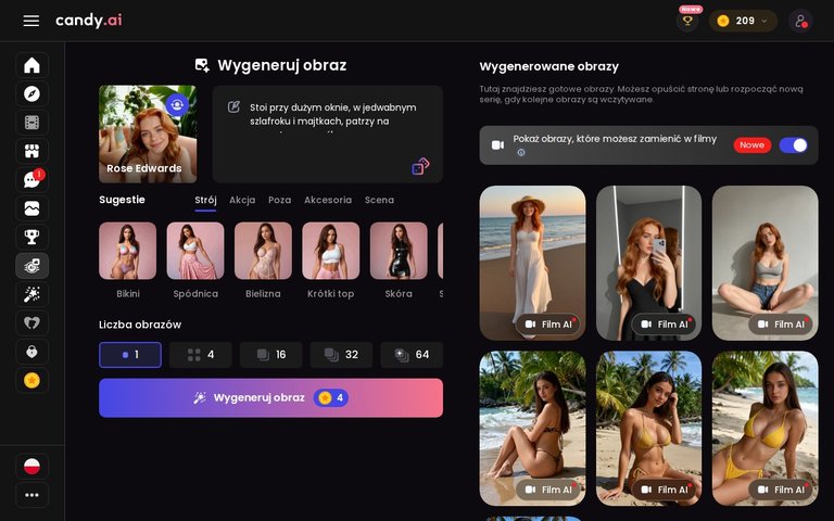 Obrazy wygenerowane w generatorze Candy AI