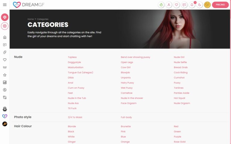 DreamGF Categories tagi fetyszy i pozycji