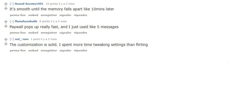 Trzy komentarze z Reddita na r/HeavenGF o DreamGF: dziury w pamięci, paywall, personalizacja