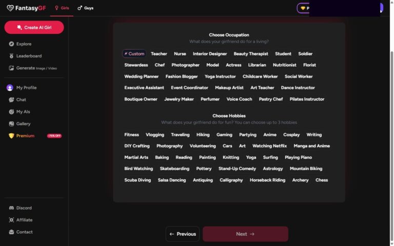 Kreator FantasyGF etap 5 Personality Voice