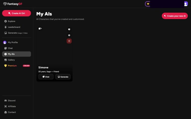 My AIs w FantasyGF z kartą Simone